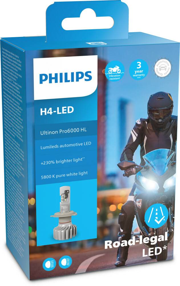 Philips Ultinon Pro6000 moto H4-LED (11342U6000X1) Autolampen