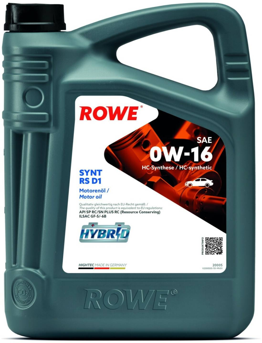 ROWE HIGHTEC SYNT RS D1 SAE 0W-165 l ROWE HIGHTEC SYNT RS D1 SAE 0W-16